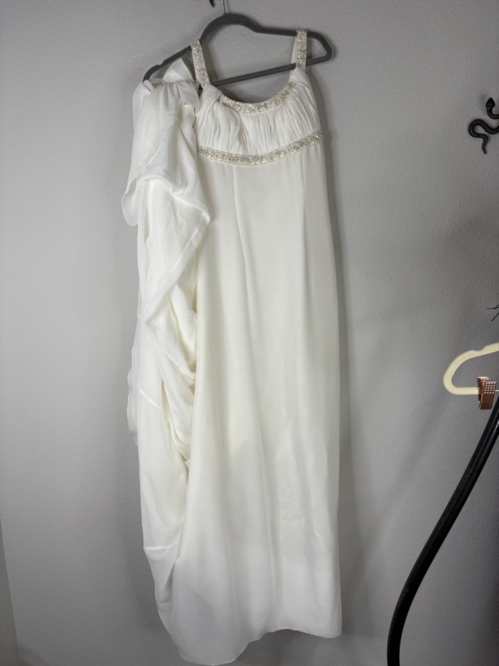 Elegant Allure Bridals Ivory Beaded Wedding Dress with Rhinestone Detail. Size 8